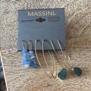 Massini Gold and Blue Elegant Earrings